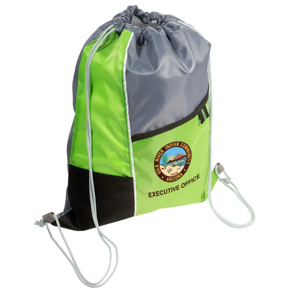 Promotional Two-Pocket Custom Cheap Drawstring Bags