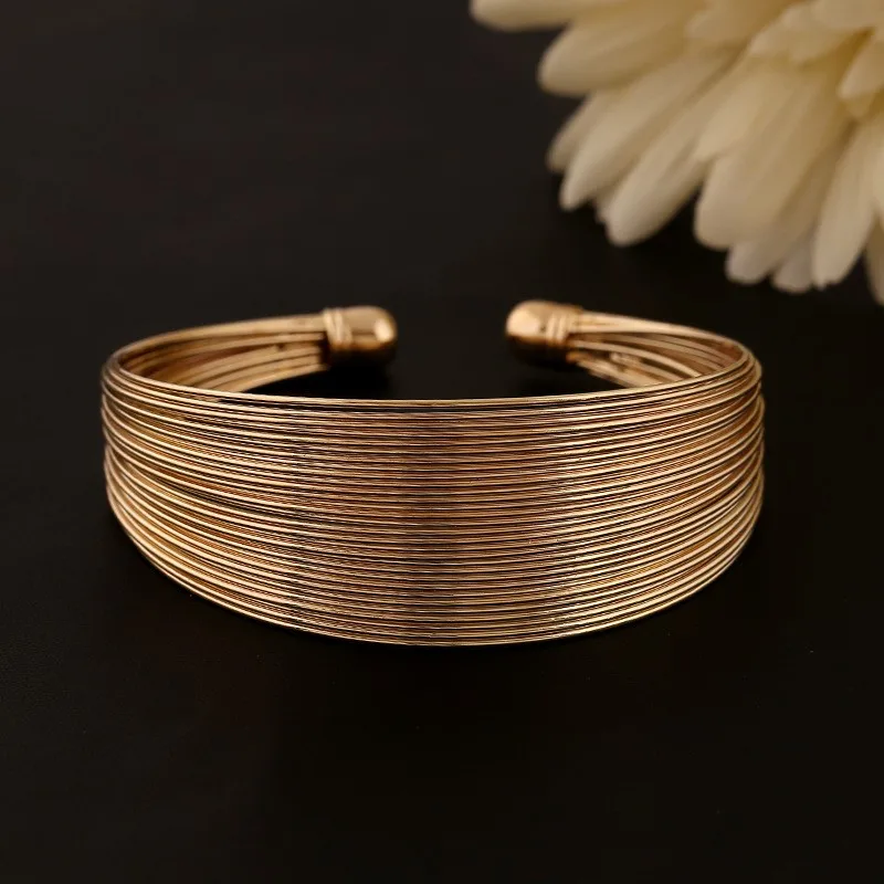 

Fashion Exquisite Gold/Silver Exaggerated European Creative Mesh Band Wide Cuff Bangle Jewelry, Silver ,gold