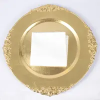 

Hot sale cheap bulk plastic gold color wedding charger plates wholesale