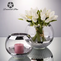 

good sell hand blown mercury wedding centerpieces round glass flower vase home decoration