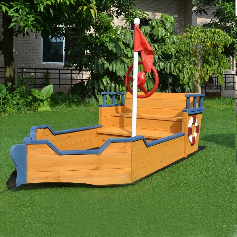 Wooden Backyard Boat Sandbox With Bench For Kids Buy Boat Sandbox