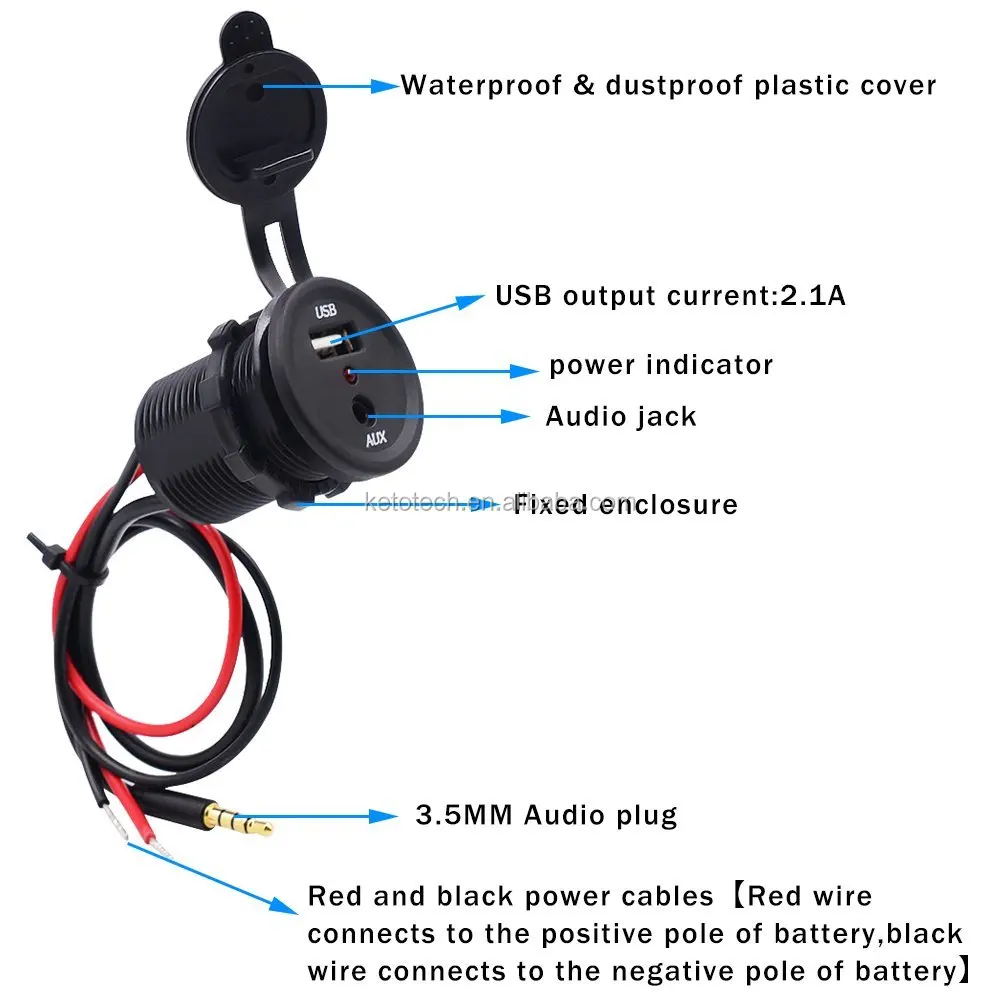 High Quality Car Audio Accessories 3.5mm Aux Socket And Usb Socket With