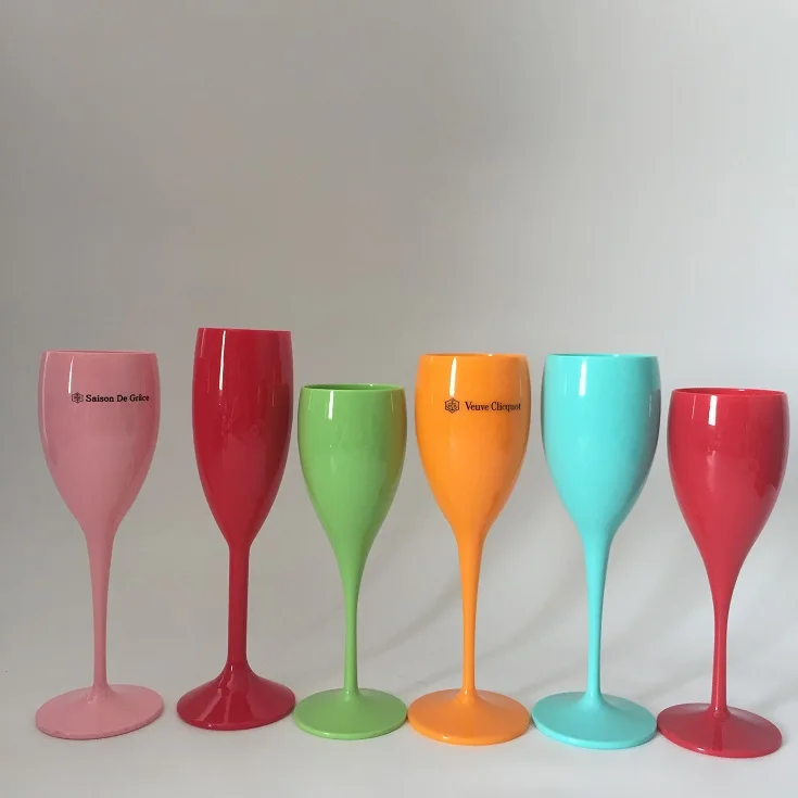 

custom hotel Drinking Glasses Cup acrylic Plastic black Champagne Glass plastic champagne flutes, White/blue/green/yellow/orange