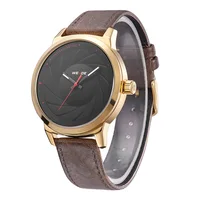 

WEIDE WD005G-1C men 3atm water resistant Stop gold watch PU leather minimalist gold plated wrist watch