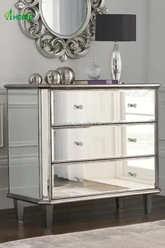 Modern Elegant Clear Pure Bedroom Vanity Mirrored Multi Drawers Bedside Chest With Wood Legs Buy Mirrored Chest Bedside Chest Multi Drawer Chest