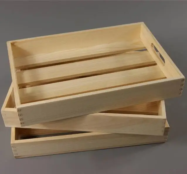 WOODEN CRATE TRAY WITH HANDLES PLAIN WOOD, View WOODEN CRATE TRAY