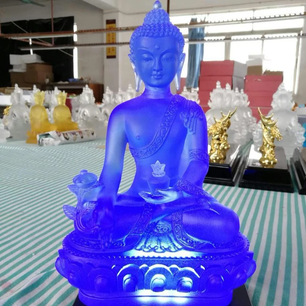 Exquisite Tibet Buddhism Hand made liuli colored glaze statue Vajrasattva White
