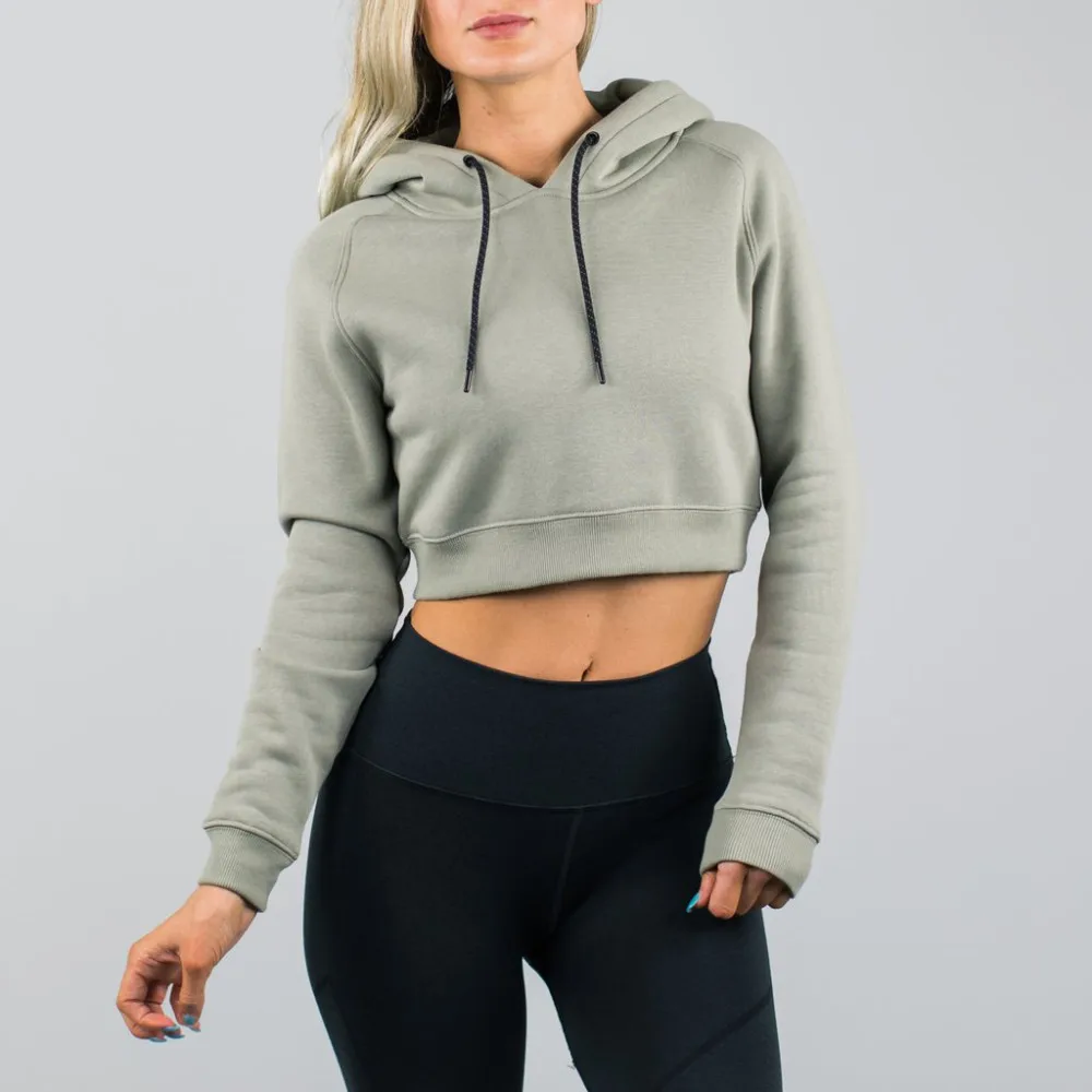 Wholesale Streetwear Sweatshirts Women Long Sleeves Crop Top Gym Wear ...