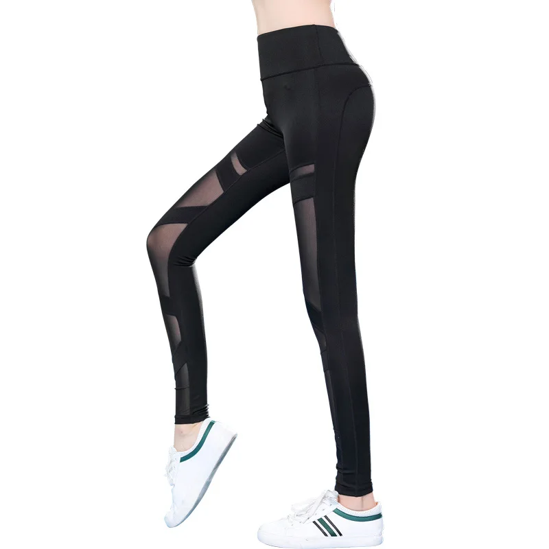 

Wholesale Girls Custom Printed Leggings Gym Fitness Sexy Yoga Pants Mesh Black