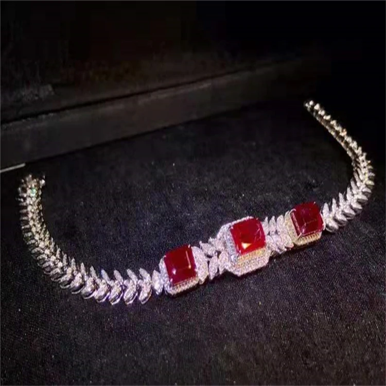 

classic 18k gold South Africa real diamond natural pigeon blood ruby bracelets for women jewellery in gold, Red