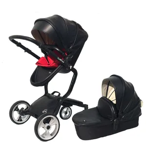 Image of 2018 foofoo Fashion Leather Baby Stroller 2-1 luxury stroller with basket baby carriage