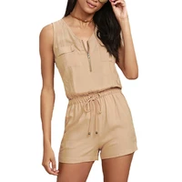 

Summer Women Playsuit Jumpsuit With Pocket Ladies Casual Sleeveless Elastic Waist Mini Overall Romper