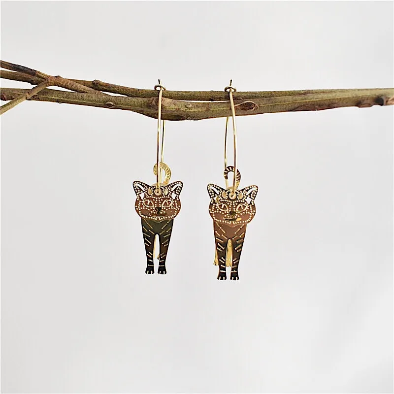 

Hot Sell Fashion Earrings/Fashion jewelry/Lovely Gold Color Cat Earrings Cute Cat Earrings For Women Girls Gift, Picture