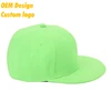 OEM fancy 100% polyester Plastic Closure flat visor 6-panel 3d embroidery Lime high crown Snapback cap for kids