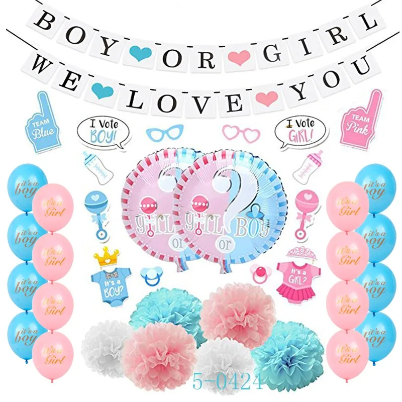 Boy Or Girl Party Set Test We Love You Boy Or Girl Banner Baby Gender ...