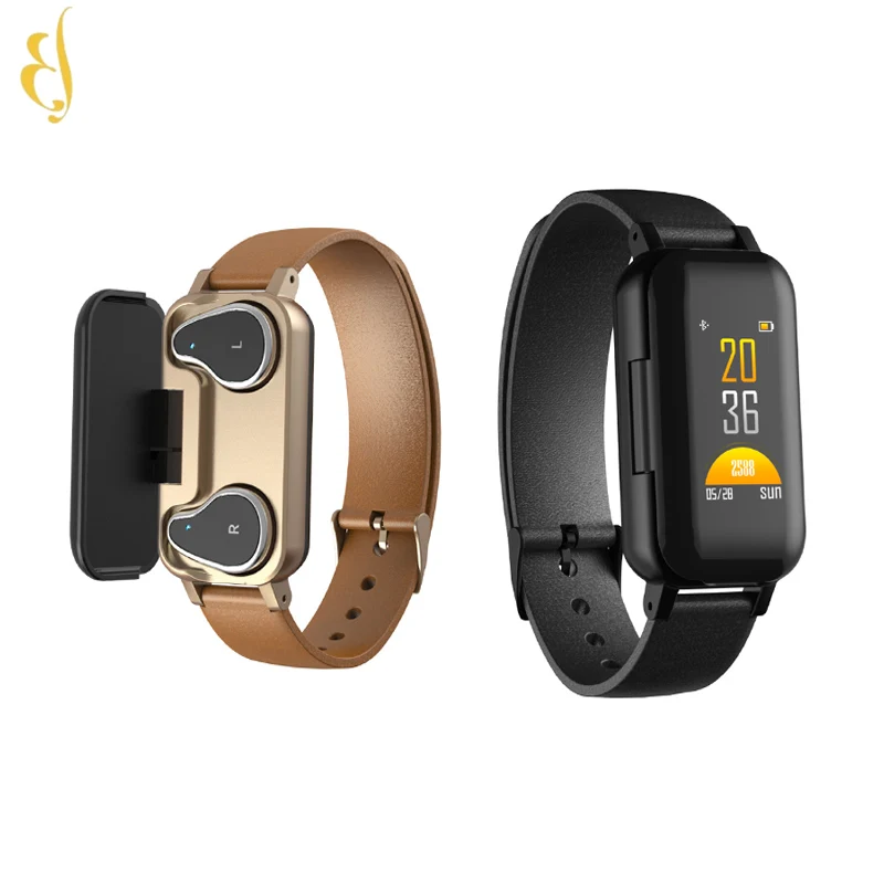 

wireless dual headphone blue-tooth call center headset smart bracelet watch