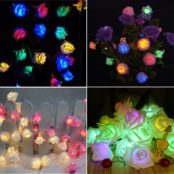 rose flower pvc green led fairy light