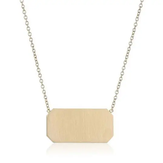 

14k Gold-Filled Octagonal Engravable Plaque with Satin Finish Pendant Necklace