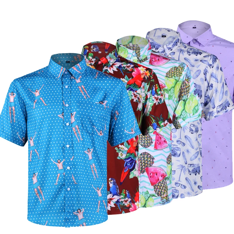 

Digital Print Hawaiian Man Shirt Custom Printed Casual Button Down Pineapple Shirts For Men, Etc(all colors)