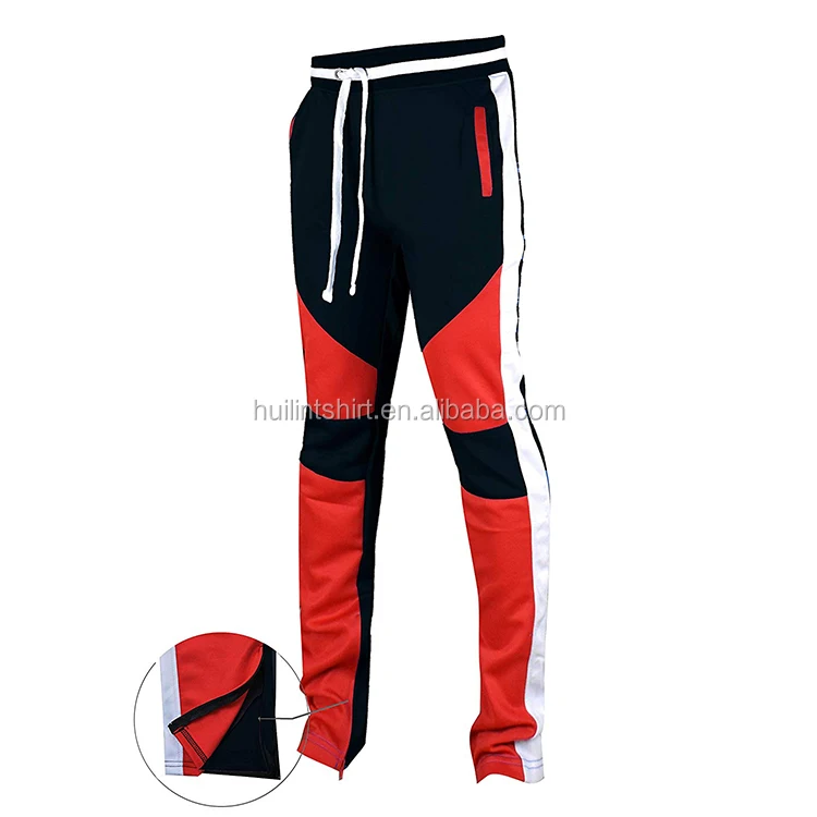 color block pockets drawstring slim fit track pants