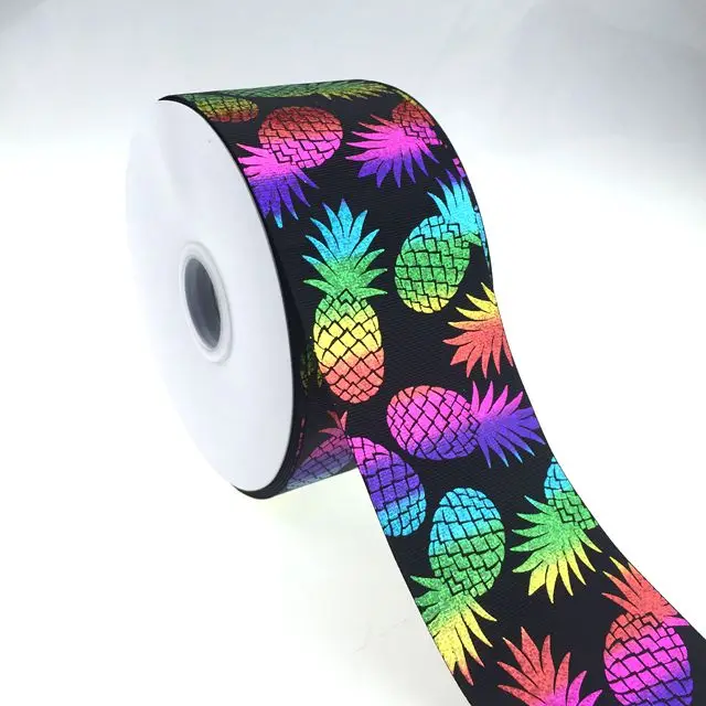 

hot sale  pineapple style hologram grosgrain ribbon with cheap price, 196 colors