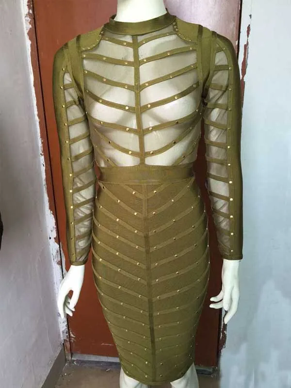 wholesale New Dress multiple Colour Mesh sequined perspective Sexy Cocktail party Bandage dress H0793