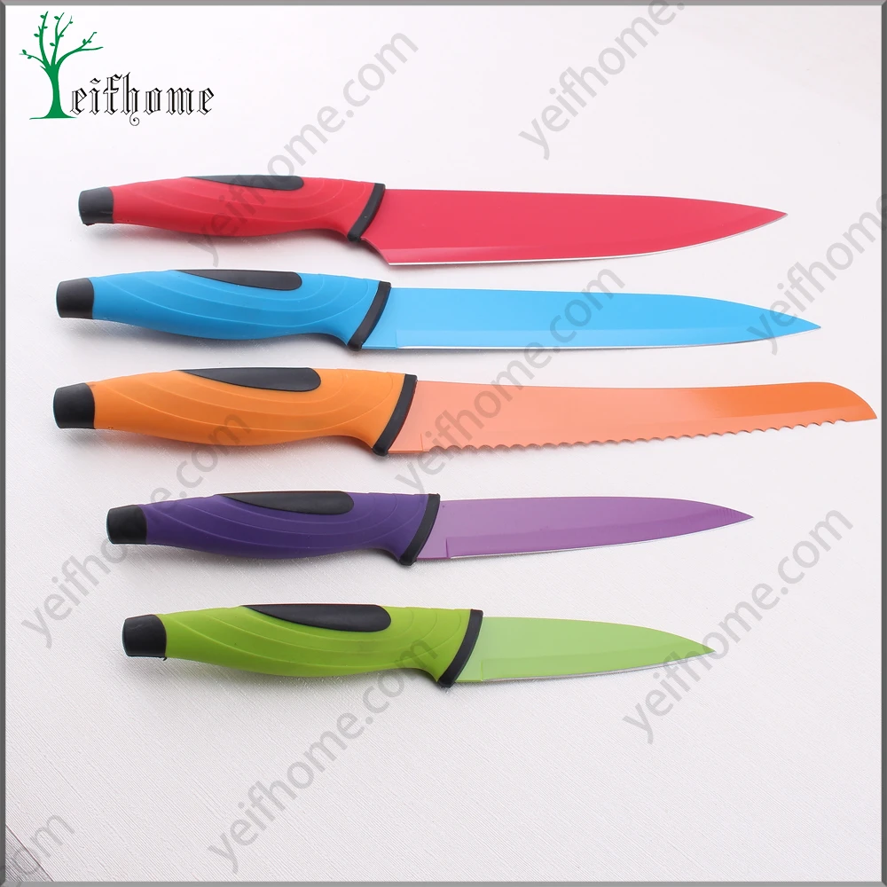 High quality stainless steel 5 pcs non-stick coating knife set