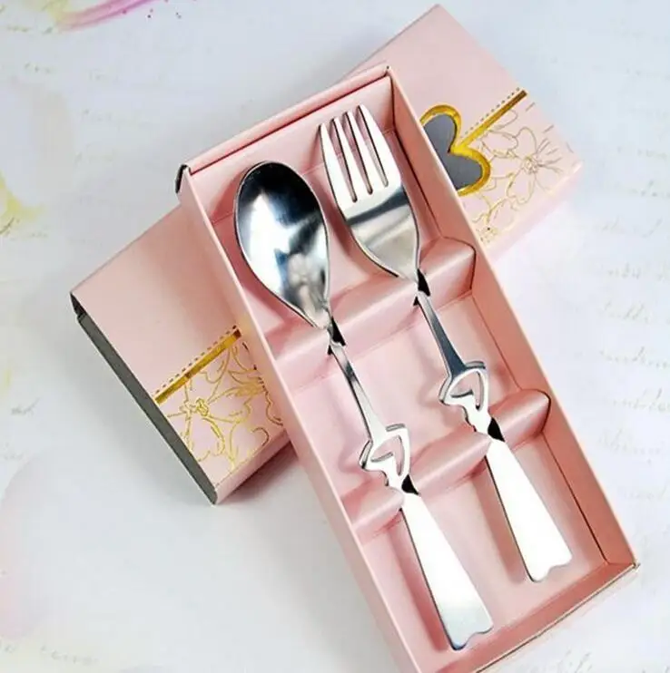 Cheap Price Wedding Favors Gifts Heart Shaped Spoon And Fork Set Wedding Guest Gifts