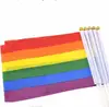Polyester Fiber Rainbow Flag 14x21cm Small Size Homosexuality Color Stripes Hand Flags Party Parade Celebration Articles Parts