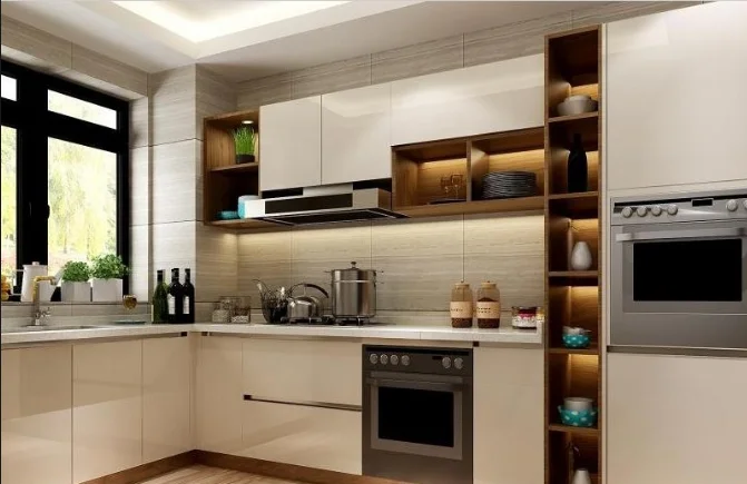 芝华现代铝厨房微波炉柜简单的设计