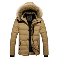 

Winter Mens Cotton Coat Fur Collar Hooded Velvet Thick Cotton Jacket