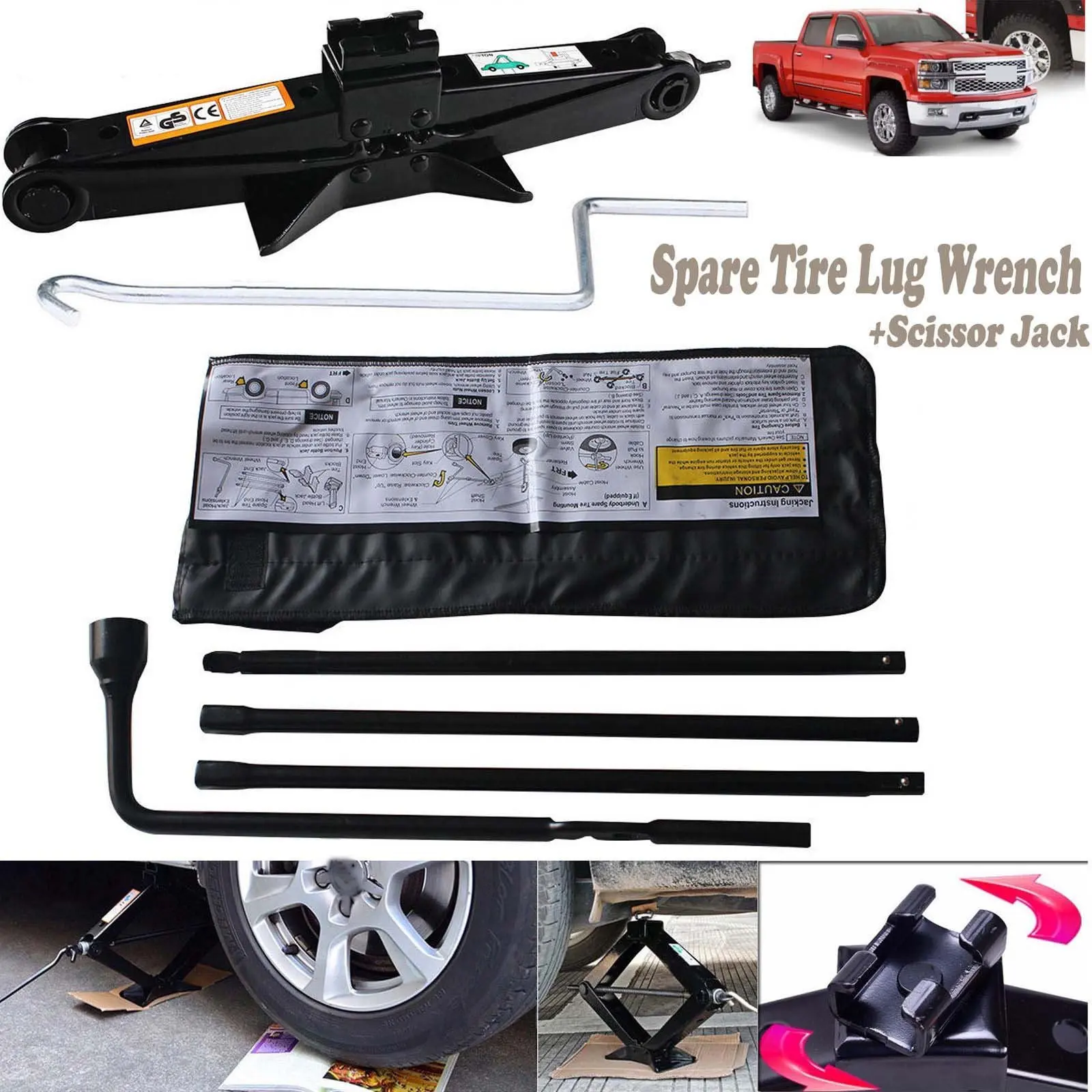 Buy Bowoshen Spare Tire Repair Tools Lug Wrench Replacement Set Kit + 2