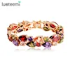 LUOTEEMI Mona Lisa CZ Bracelet 18K Rose/Champagne Gold Plated Multicolor Cubic Zirconia Women Bride Wedding Bangles