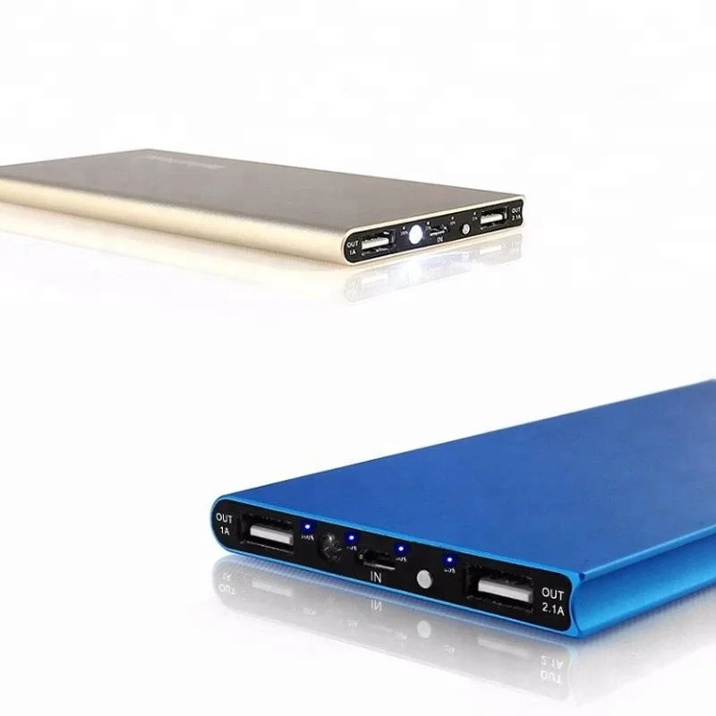 

Customized logo ultra slim portable power bank 10000mah, Black;silver;gold;blue;pink;green