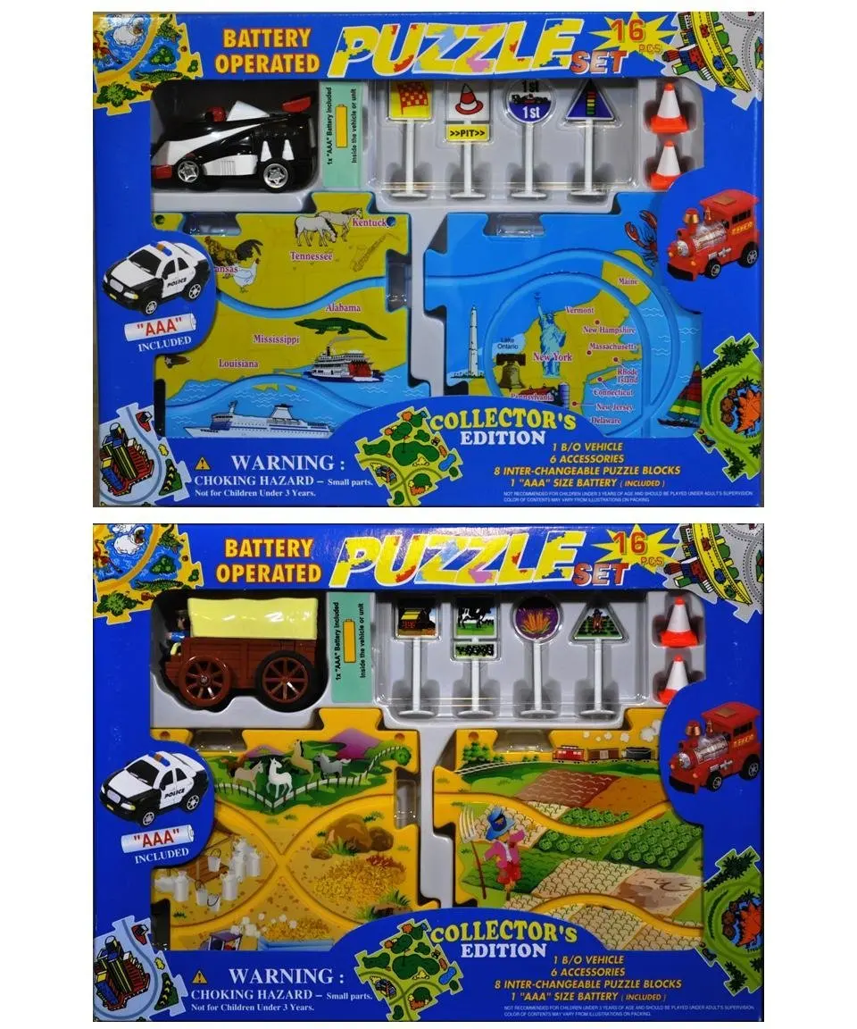2 Puzzle Vehicle Sets: Formula Car & Wild Wild West Stagecoach