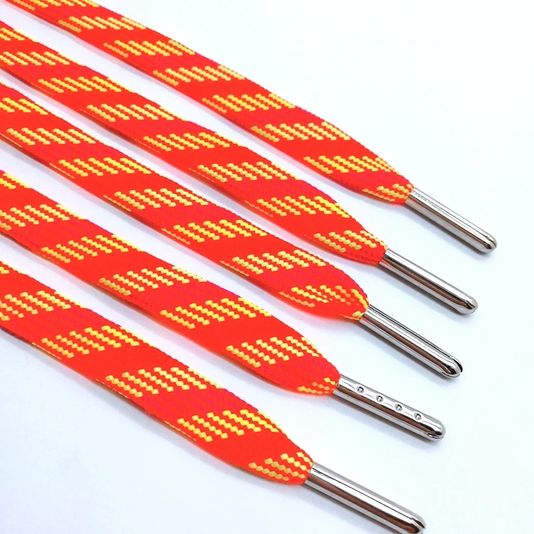 Wholesale Bulk Cheap Flat Coloured Custom Shoe Laces Metal Tip Laces