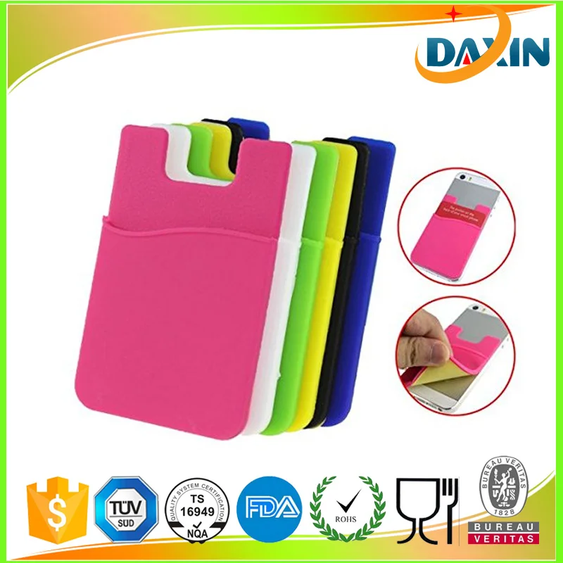 3M sticker mobile silicone smart wallet, back adhesive silicone cell phone credit card holder