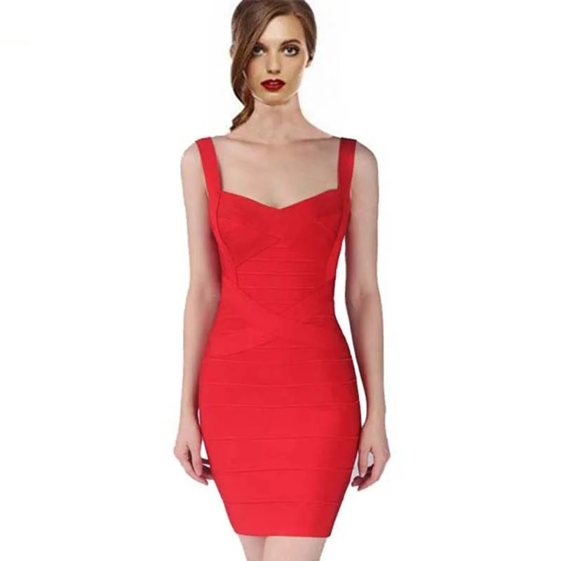 

2019 New Women Sexy Spaghetti Strap Rayon HL Elastic Celebrity Bandage Dress Bodycon Mini Club Party Dresses Drop Ship HL8675