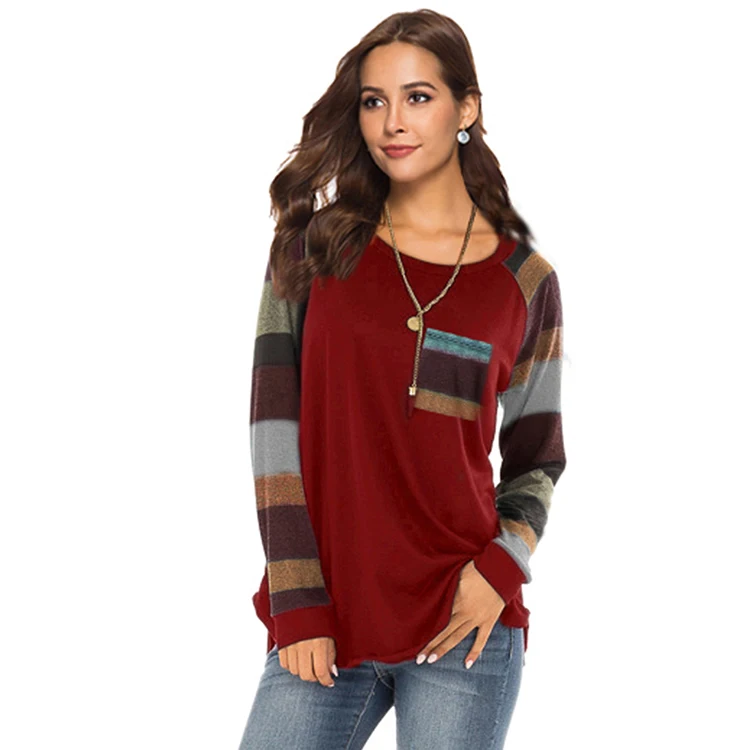 

Autumn Latest Design Fashion Long Sleeve With Pockets Casual Loose Fit Woman Blouse, N/a