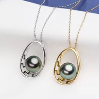 

Natural Tahitian Black Pearl necklace 925 sterling silver jewelry Chinese style Necklace accessories women real pearl jewelry