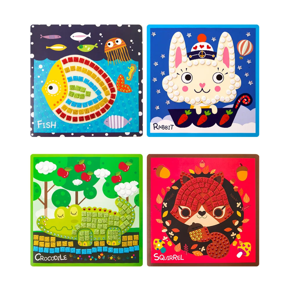 Mosaics Craft Kit For Kids Diy Animal Homeland Mosaic Painting Shimmer