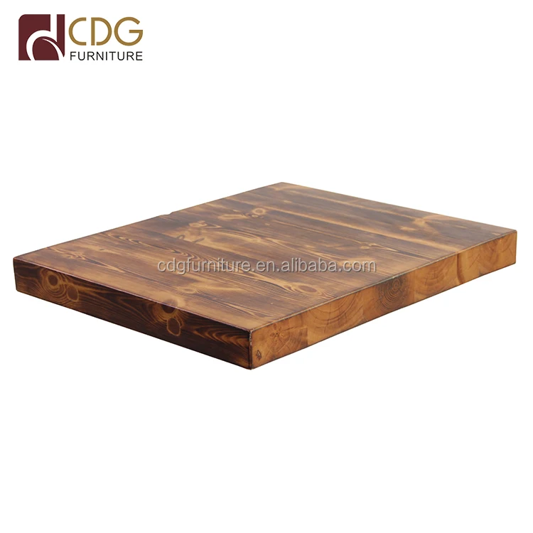 Hot Sale Factory Price Vintage Look Fire Burnt Pine Wood Square