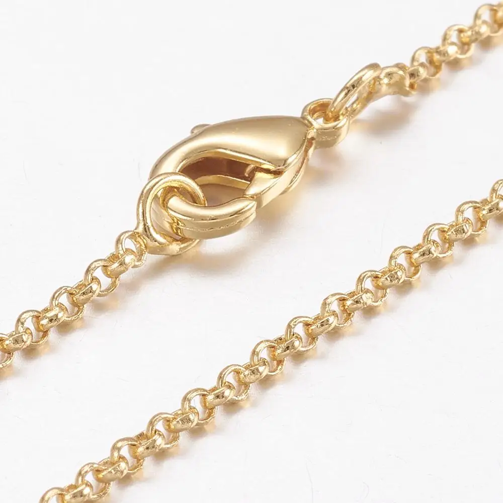 

PandaHall Brass Chain Necklaces Making Rolo Chain with Lobster Claw Clasps Real Gold Plated 17.4"(44.3cm) 1.5mm, Golden