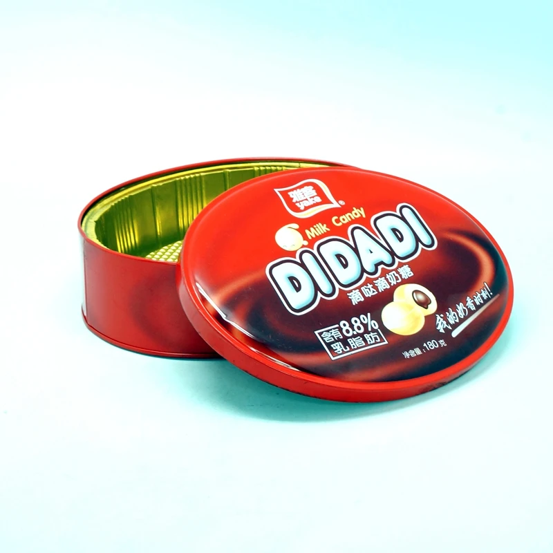 自定义打印与内部托盘的糖果椭圆形锡盒