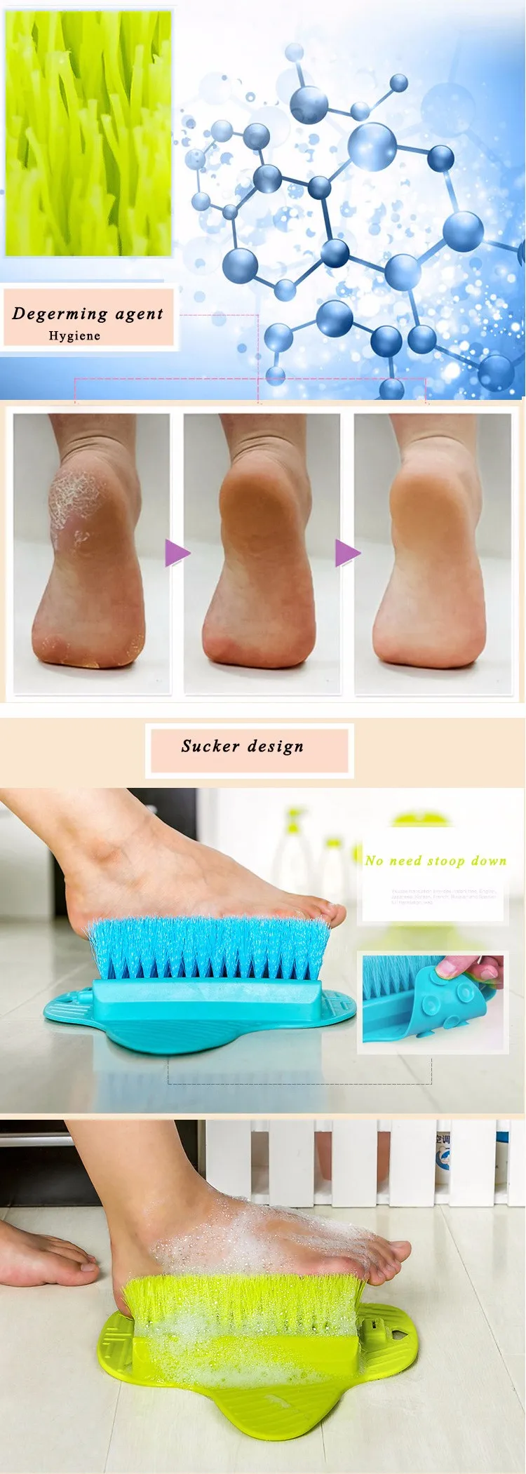Finesource Foot Care Clean Brush and Massager Silicone Shower Cleaning Bath Scrubber Washing Foot Tool Exfoliating Foot Cleaner