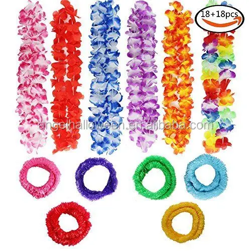 Neon Purple Hawaiian Leis Hawaii Neck Garland Hula Girl Fancy Dress