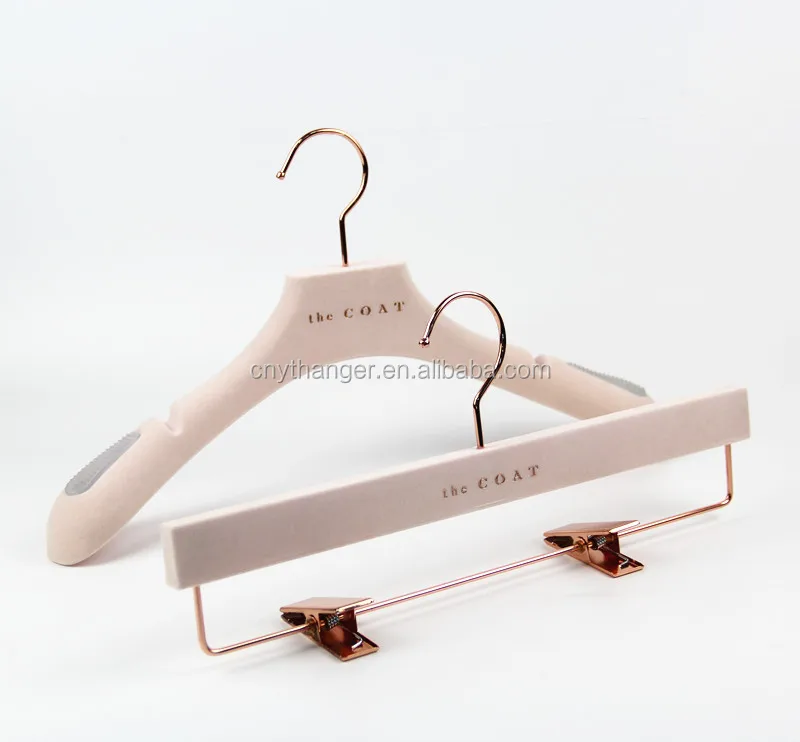 Pink Flocking Plastic Clothes Hanger Luxury Brand Velvet Coat Hanger For Clothing Buy Pink