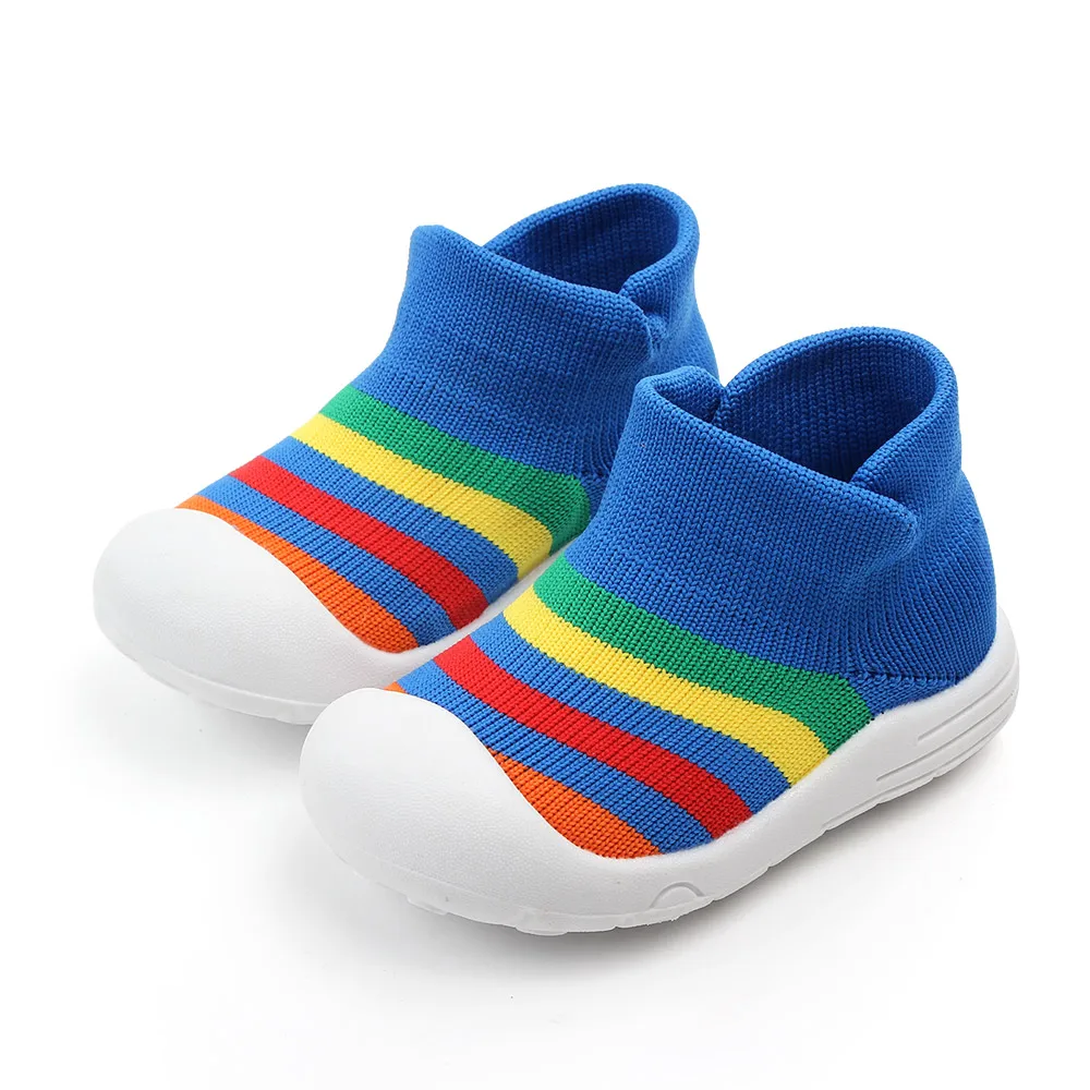 

Breathable socks shoes design anti-slip TPR outsole toddler baby shoes socks, Blue/white