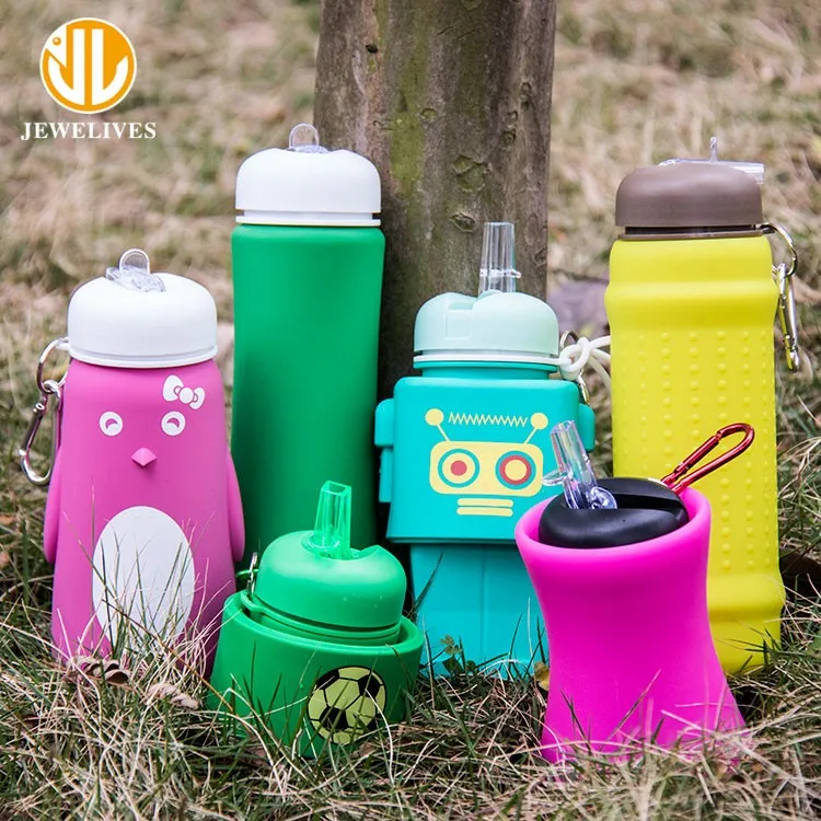 Custom Colorful Roll-up Sports Silicone drinking water Bottle