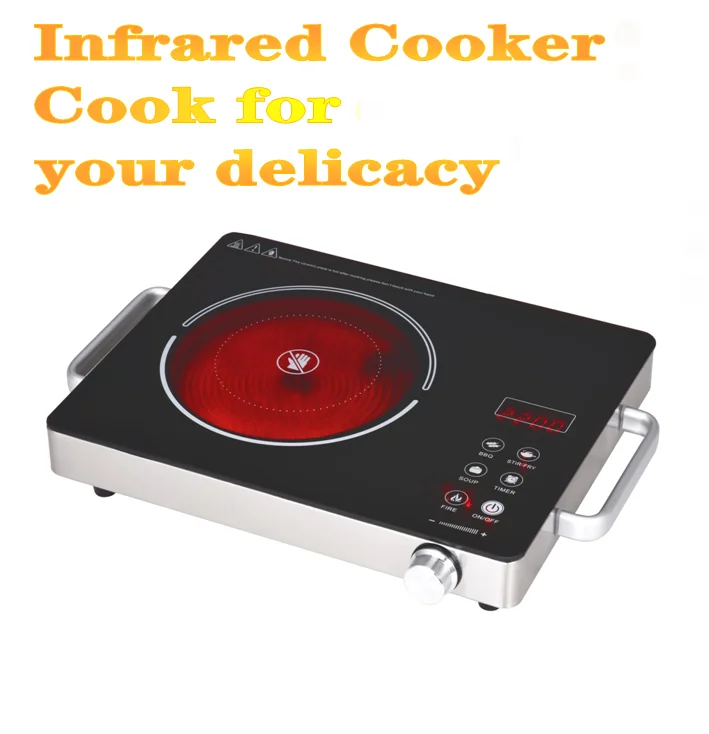 Infrared Kitchen Cooker With Both Side Handle Ceramic Hob With Knob On